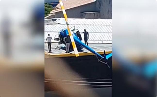 Helicóptero tomba em heliponto de frigorífico em Goiânia