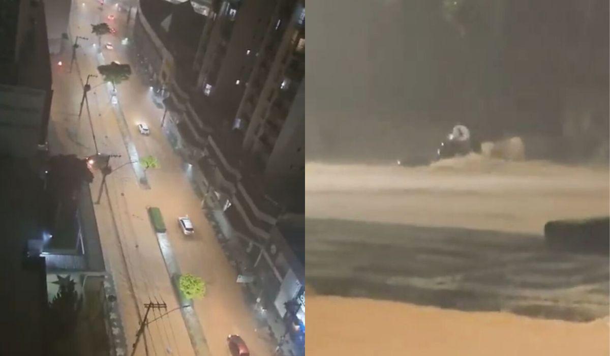 Novo temporal atinge Juiz de Fora e motoboy é arrastado por enxurrada