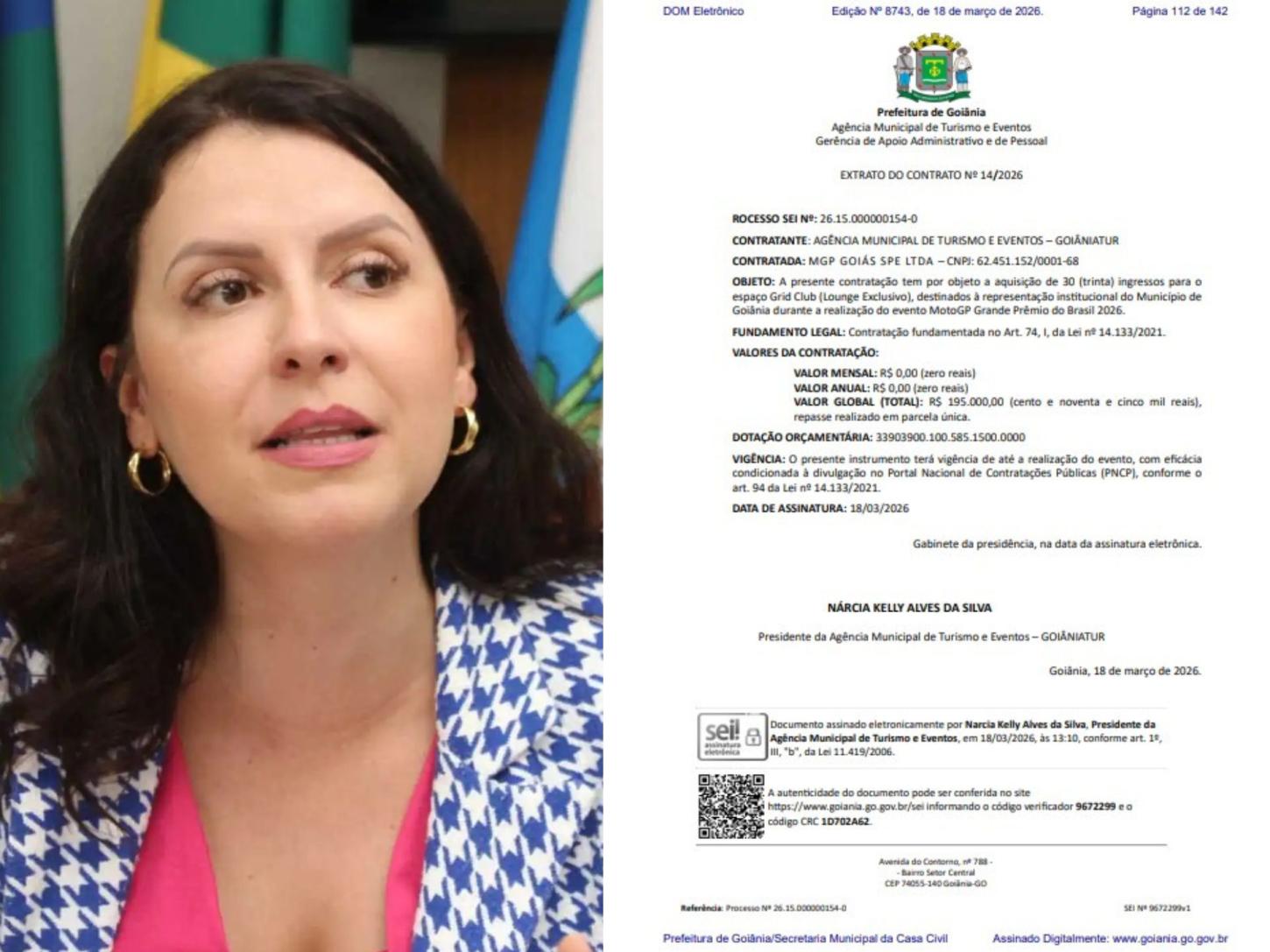 Ex-prefeita de Bela Vista e presidente da GoiâniaTur autoriza R$ 195 mil em ingressos do MotoGP