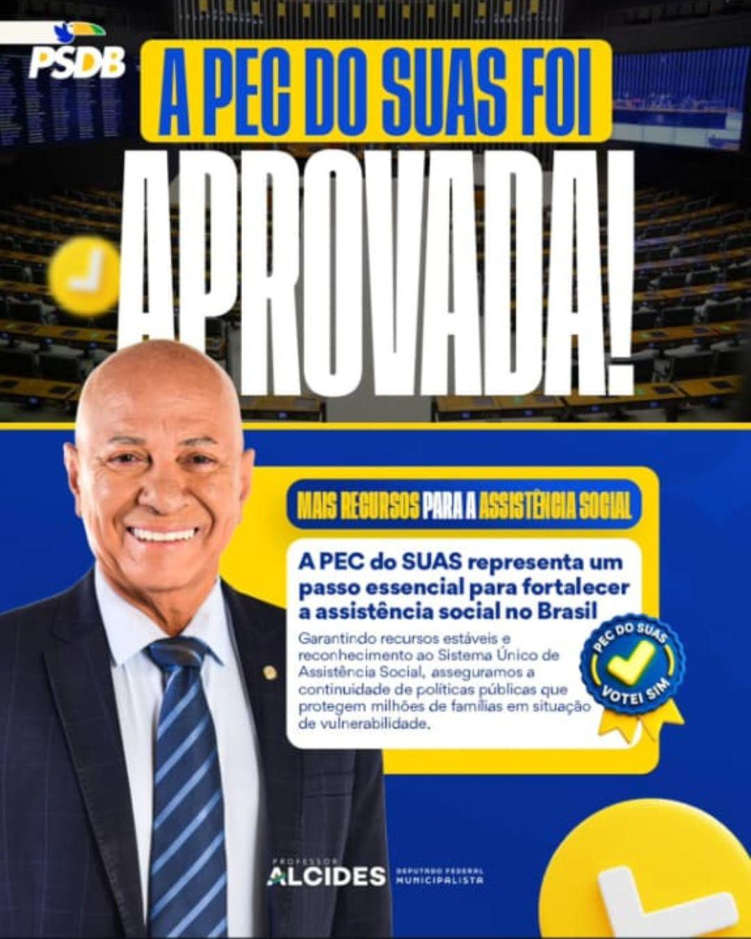 Professor Alcides celebra aprovação da PEC do SUAS e reforça apoio à assistência social