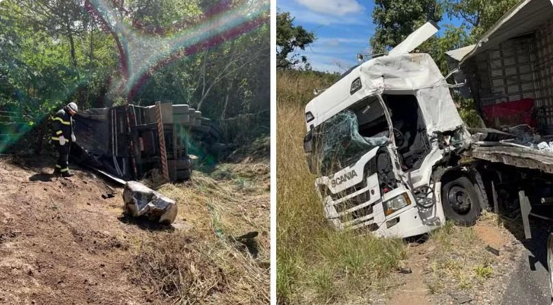 Motorista morre após colisão entre carretas na BR-020, em Posse-Go