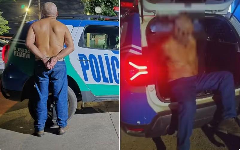Motorista preso por dirigir bêbado faz oração antes de entrar em viatura em Aparecida