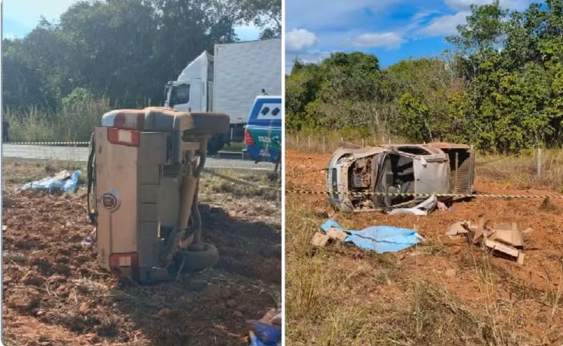 Pai e filha morrem após carro sair da pista e capotar em rodovia de Goiás