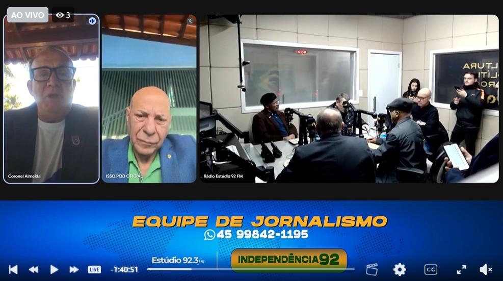Professor Alcides e Coronel Almeida defendem valorização dos veteranos em entrevista na rádio Estúdio 92,3 FM Cascavel
