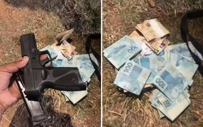 Menina de 11 anos é encontrada sozinha com arma, munições e R$ 7 mil em Luziânia