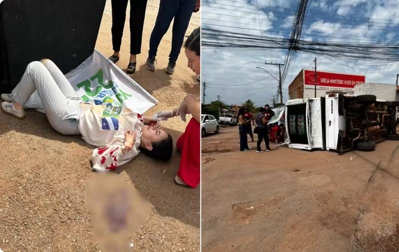 Candidata a deputada federal fratura o rosto após queda de trio elétrico em Goiás