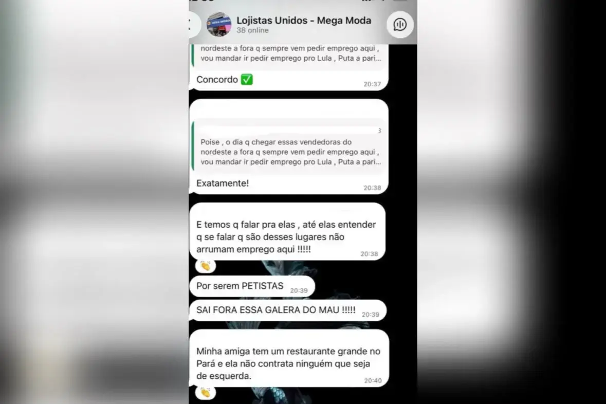 Lojistas da Região da 44 defendem barrar contratação de nordestinos e pessoas de esquerda