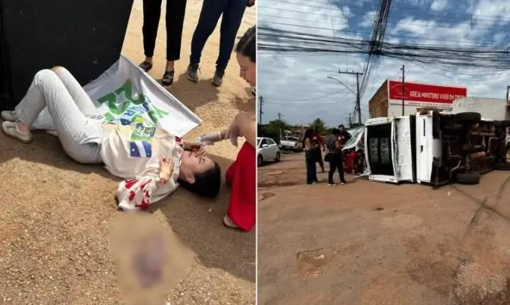 Candidata a deputada federal fratura o rosto após queda de trio elétrico em Goiás