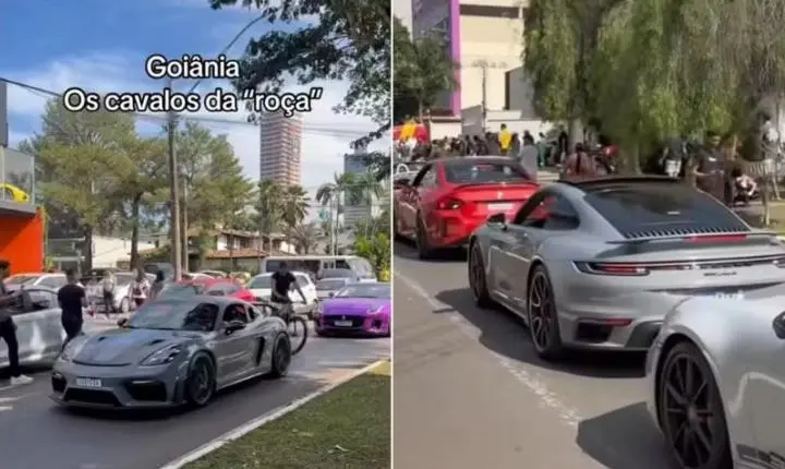 Comboio com mais de R$ 40 milhões em carros de luxo chama atenção e viraliza em Goiânia