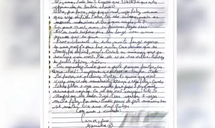 Menina de 13 anos desaparece e deixa carta de despedida para a família