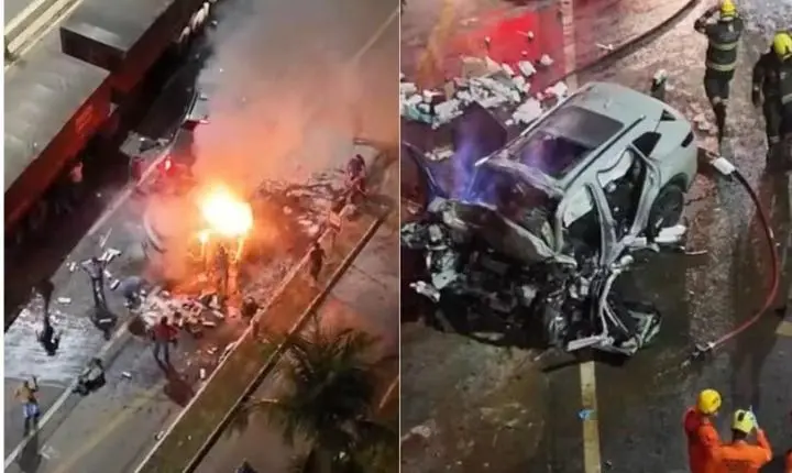 Motorista morre após carro elétrico pegar fogo em acidente na GO-020, em Goiânia