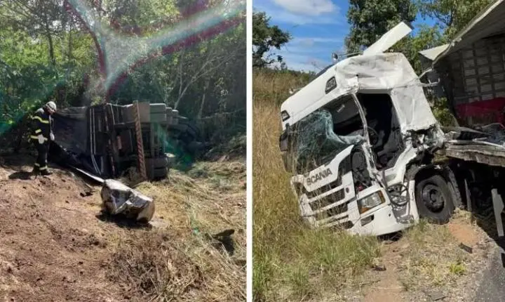 Motorista morre após colisão entre carretas na BR-020, em Posse-Go