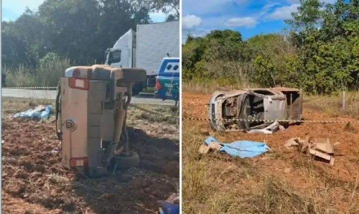 Pai e filha morrem após carro sair da pista e capotar em rodovia de Goiás