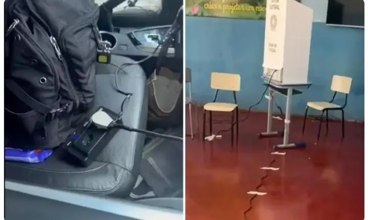 PM usa bateria de carro para manter urna funcionando durante falta de energia em Goiás
