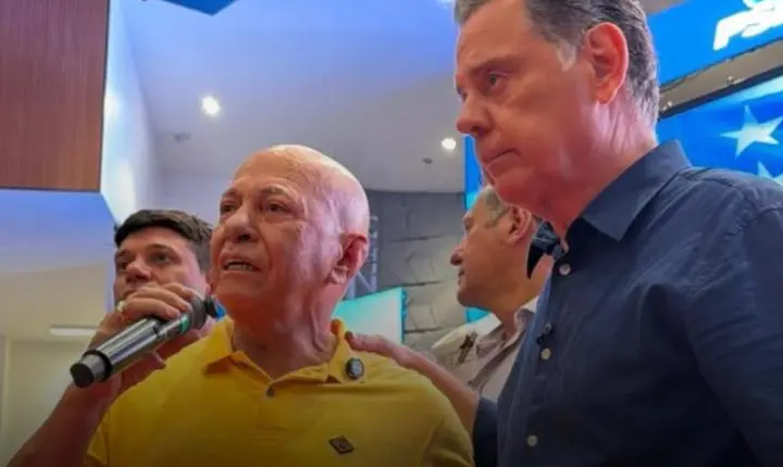 Professor Alcides e Marconi Perillo caminham juntos por Goiás em convenção histórica do PSDB